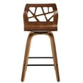 thumbnail image 4 of Folia Mid-Century Modern Counter Stool in Walnut Wood and Teal Fabric by LumiSource - Set of 2, 4 of 7