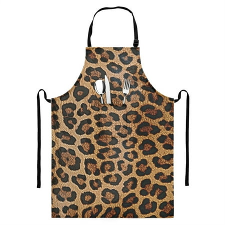 

Bivenant Store Unisex Extra Large Leopard Chef Apron Professional Apron Oil and Water Resistant Heavy Duty Breathable Large Straps and Large Pockets