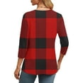 thumbnail image 6 of Jsaierl 3/4 Sleeve Tops for Women Plus Size V Neck Shirts Dressy Plaid Petite Blouses Classic Holiday Tunic Top S-2XL, 6 of 8