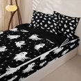 thumbnail image 3 of Homewish Happy Halloween Ghost Zipper Twin Comforter Sets with Fitted Sheet and 2 Pillowcases,Tiny Dot Print Zipper Bedding Set,Black White,Black Reversible,4 Pieces, 3 of 7