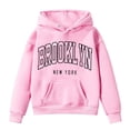 thumbnail image 4 of Krdevn Kids Vintage Brooklyn Letter Graphic Drop Shoulder Pullover Hoodie Kangaroo Pocket Soft Casual Sweatshirt,3-4 Years, 4 of 4