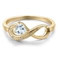 thumbnail image 3 of Gem Stone King 10K Yellow Gold Sky Blue Aquamarine and White Diamond Accent Infinity Ring for Women (0.25 Cttw, Heart Shape 4MM, Gemstone March Birthstone, Size 7), 3 of 6