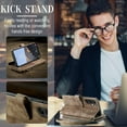 thumbnail image 5 of Wallet Case for Samsung Galaxy A14 5G, Premium Handmade PU Leather Phone Case Card Slots Magnetic Closure Zipper Pocket Kickstand Flip Case with Hand Strap - Vintage Brown, 5 of 16