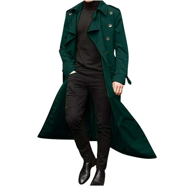 TMOYZQ Men's Notch Lapel Double Breasted Windbreaker Casual Belted Long Trench Coat Fall Winter Business Windproof Coat Lightweight Overcoat Jacket TMOYZQ Men's Notch Lapel Double Breasted Windbreaker Casual Belted Long Trench Coat Fall Winter Business Windproof Coat Lightweight Overcoat Jacket