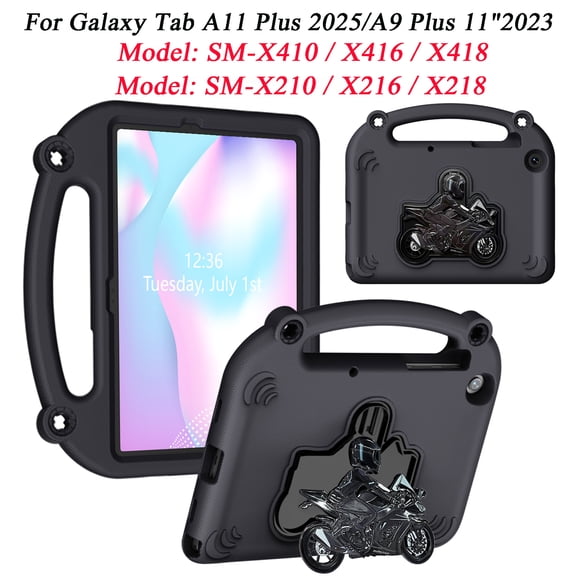 Decase Kids Shockproof Tablet Case for Galaxy Tab A11 Plus 11" 2025 with Handle & Kickstand,Flexible TPU Protective Cover, Anti-Scratch,for Tab A11 /A9  Back Shell,Black