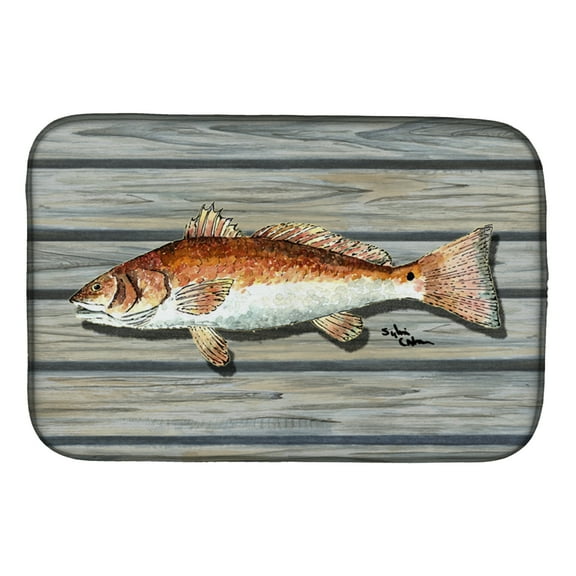 Caroline's Treasures Red Fish Dish Drying Mat