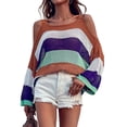 thumbnail image 1 of Knit Top Hollow fuera del hombro poliéster máquina lavable mujeres Top suéter para el verano, 1 of 5