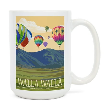 

15 fl oz Ceramic Mug Walla Walla Washington Hot Air Balloons Dishwasher & Microwave Safe