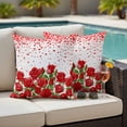 thumbnail image 4 of Valentine's Day Outdoor Waterproof Pillow Covers Set of 2, Vintage Watercolor Red Roses Romantic Gradient Red Loves Pillowcase Decorative Throw Cushion Cases for Patio Garden Couch 26 x 26 Inches, 4 of 9