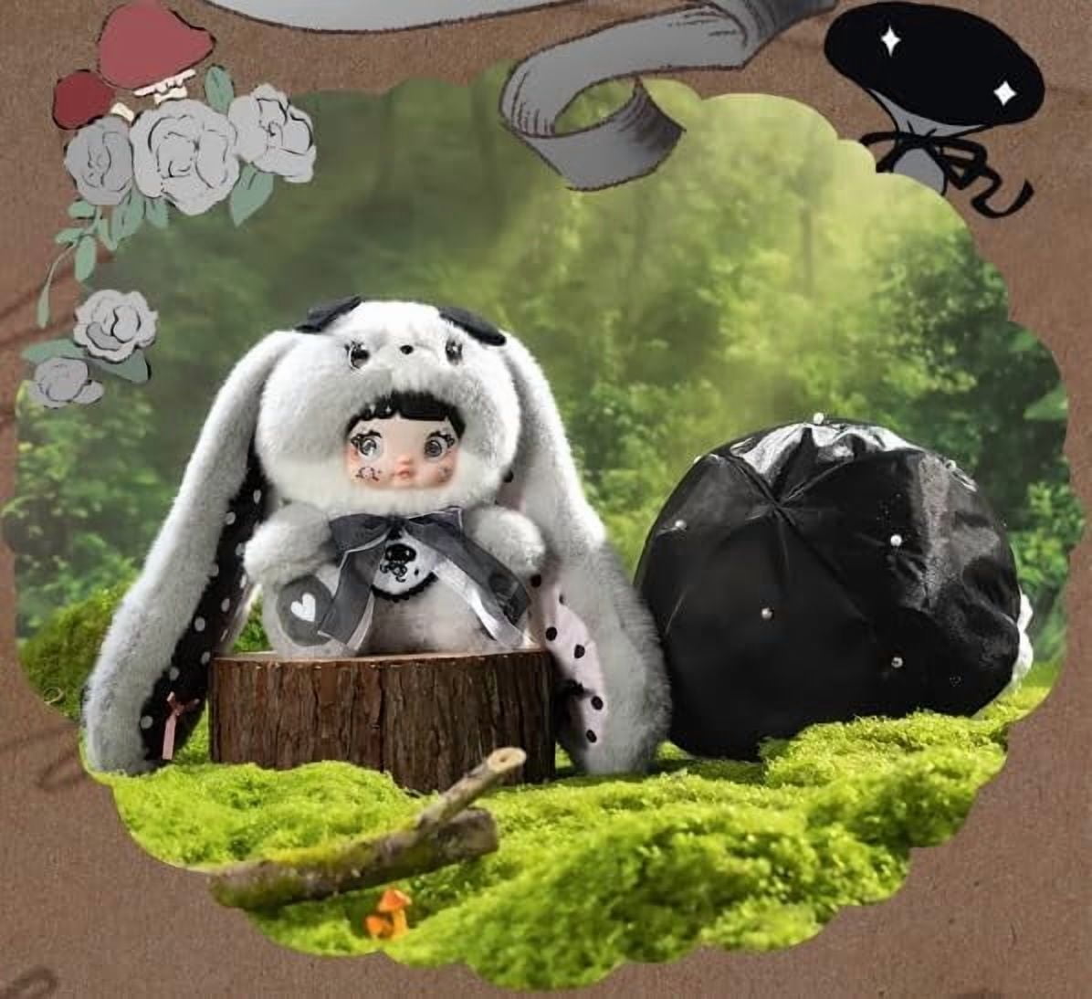 Nommi Mushroom Hat Series Plush Blind Box, 400% Big Nommi Bunny Mushroom Cap Series Kawaii Nommi Rabbit Plushie Toys Figure Doll, Cute Xmas Collectible Toy Birthday Gift for Girls(1PC Jade)