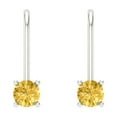 thumbnail image 3 of Clara Pucci 0.2 ct Brilliant Round Cut Drop Dangle VVS1 Genuine Conflict free Yellow Zircon Solid 18K White Gold Designer Everyday Earrings Lever Back, 3 of 5