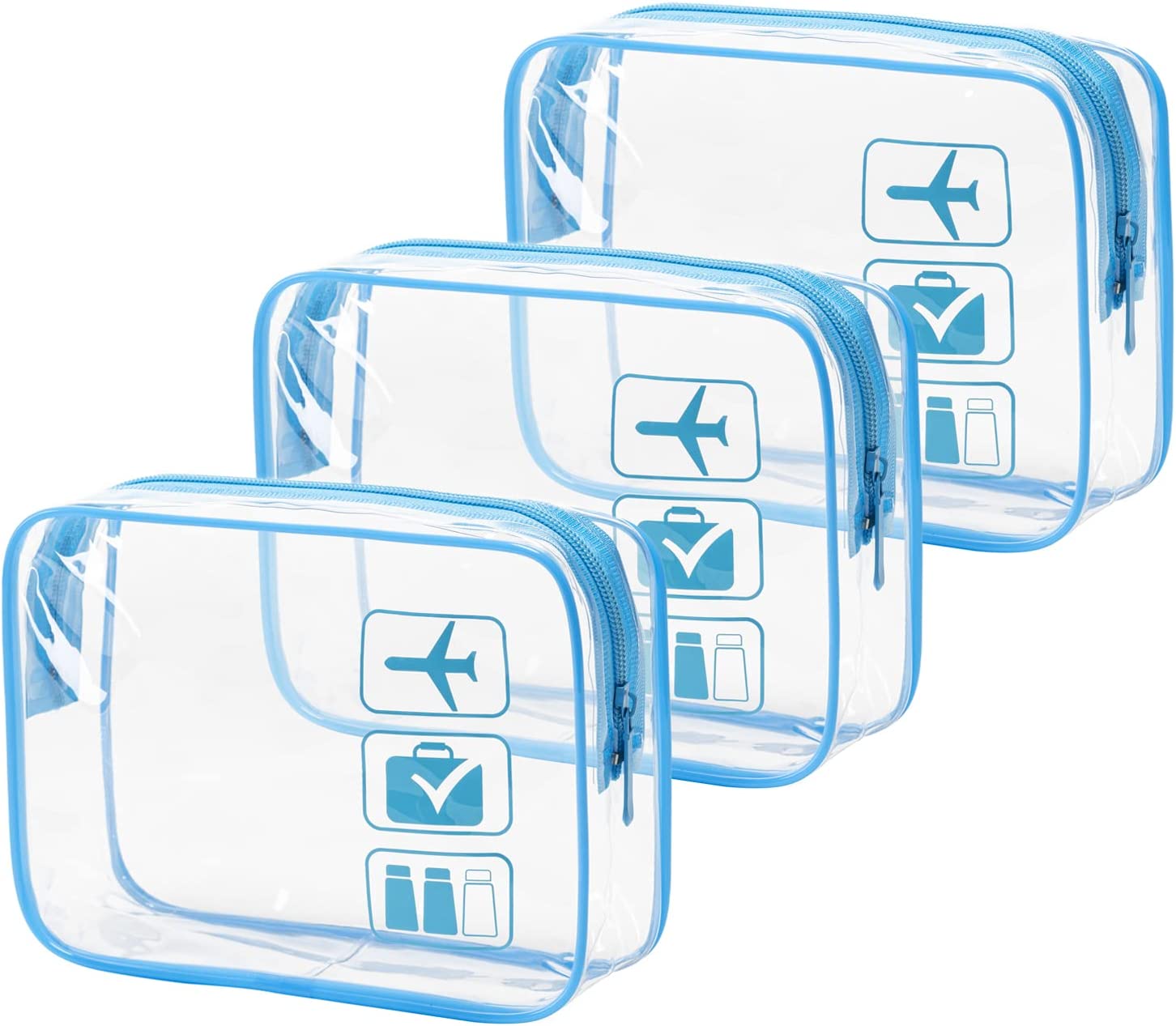 TSA Approved Toiletry Bag. 3 Pcs Clear Toiletries Bags Quart Size