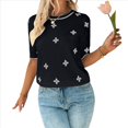 thumbnail image 3 of Blusas de Verano para Mujer, Elegantes, Informales, de Corta, con Cuello Redondo, de Punto, Blusas Holgadas, Camisetas Básicas. Negro XS, 3 of 7