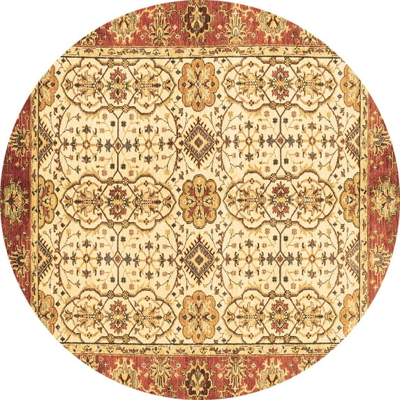 Ahgly Company Indoor Round Abstract Brown Modern Area Rugs, 3' Round