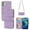 Lightpurple, variant on Dteck For iPhone 12,Hybrid Shockproof Wallet Stand Flip Leather Shoulder Strap Card Slot Full body protection 6.1",Lightpurple