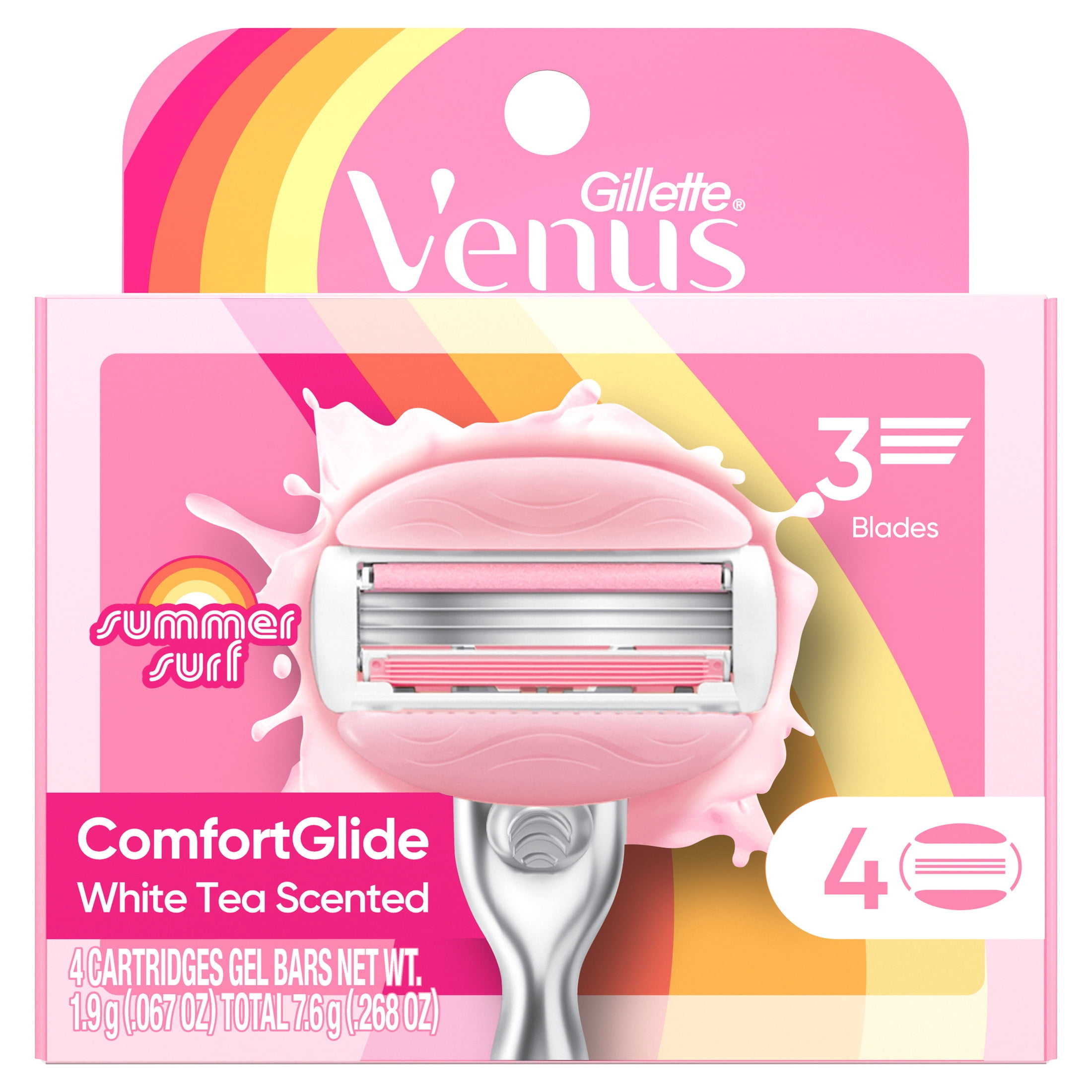 Venus Summer Surf ComfortGlide3 Blade Refills, 4 Count