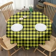 thumbnail image 3 of Yellow Black Checkerboard Checkered Pattern Round Tablecloth 60"x60",Wrinkle Wipeable Table Cloth for Kitchen Dining Room Picnic Patio Party, 3 of 6