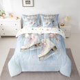thumbnail image 2 of Homewish Cartoon Ice skates Twin Bedding Sets 7-Piece for Teen, Rose Flower Floral Bedding Comforter Set, Princess Style Reversible Sheet Sets, Lightweight Room Decor, 2 of 7