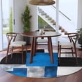 thumbnail image 3 of Blue Black Grey Round Rugs for Living Room 5ft Abstract Gradient Modern Art Non Slip Circle Rug Washable Low-Profile Indoor Carpet for Bedroom, Dining Room, Bathroom, 3 of 9