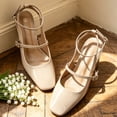 thumbnail image 5 of LuckLilac Women's Square Toe Slingbacks Mary Jane Pumps Patent Leather Chunky Low Heel Buckle Strap Heels sandals Wedding Party Dress Shoes, 5 of 7