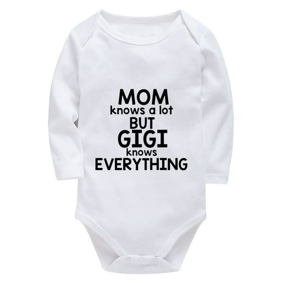 Mom Knows A Lot But Gigi Knows Everything Coming Home Baby Boy Outfit Long Sleeve Baby Boys Newborn Clothes White 18 Month R