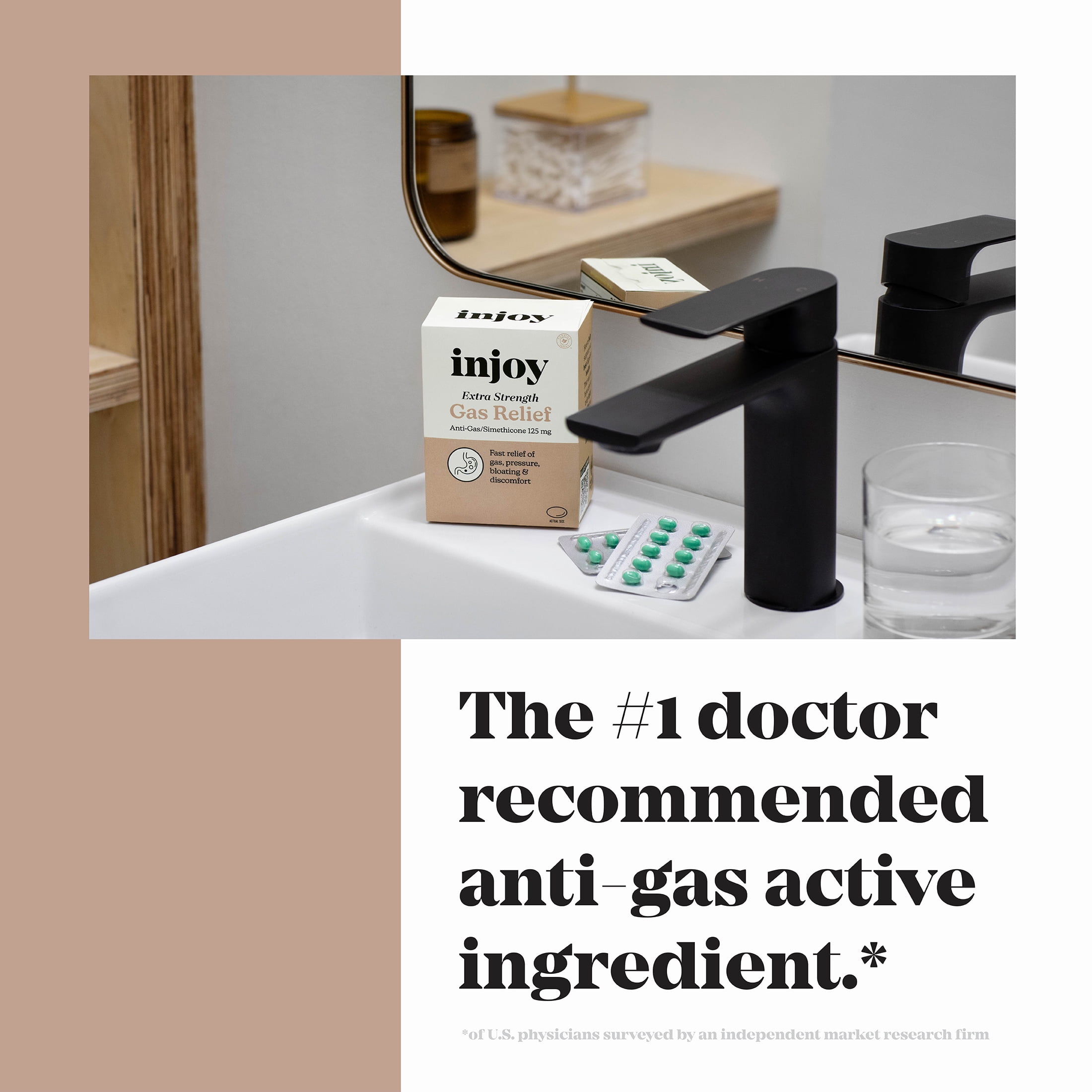 injoy Gas Relief Softgels, Simethicone 125 mg, Extra Strength Antigas, 60 Count