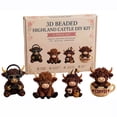 thumbnail image 3 of 7.87" 3D Highland Cattle DIY Craft Kit, Cute Cow Figurine Making Set, Complete Beading Supplies with Tutorial, Desktop Ornament Handcraft Kit for Adults Beginners, 3 of 6