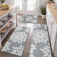 thumbnail image 2 of Gray and White Floral Pattern Kitchen Rugs Sets Of 3,Kitchen Runner Rugs Non Skid Washable,Decorative Kitchen Floor Mats for Kitchen,Sink,Laundry,17"x30"+ 17"x47" + 17"x59", 2 of 6