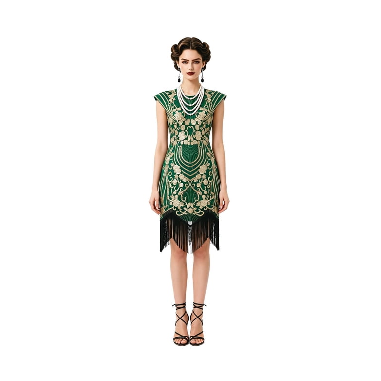 classic fancy dress Fashoft Halloween For Women Sequin Victorian Style Role Play Stage Performance For Holiday Party Halloween Green M, Women's, Size BM