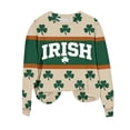 thumbnail image 1 of Chandail de la Saint-Patrick pour Femmes, Haut Ample à Manches Longues Imprimé Col Rond, Chemise Décontractée avec Motif Trèfle pour Fêtes, 1 of 7