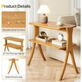 thumbnail image 6 of 26.4" Narrow Side Table 2-Tier Storage Shelf Farmhouse End Table Solid Wood Legs Slim Modern Nightstand For Living Room Bedroom Sofa Small Spaces (Brown), 6 of 8