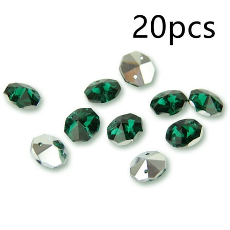 

Homeex Crystal Octagonal Bead Curtain DIY Handmade Partition Curtain Glass Pendant Green Silver Single hole 14mm 20PCS
