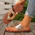 thumbnail image 2 of GERsome Thong Sandals for Women Summer Slip On Flats Beach Slide Sandals Dressy Comfort Travel Vacation Flip Flops, Rose Gold Size 6, 2 of 7