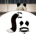 thumbnail image 3 of Conjunto de 4 orejas y cola de zorro de peluche, de piel sintética, cola larga, para cosplay de Lolita Negro, 3 of 7