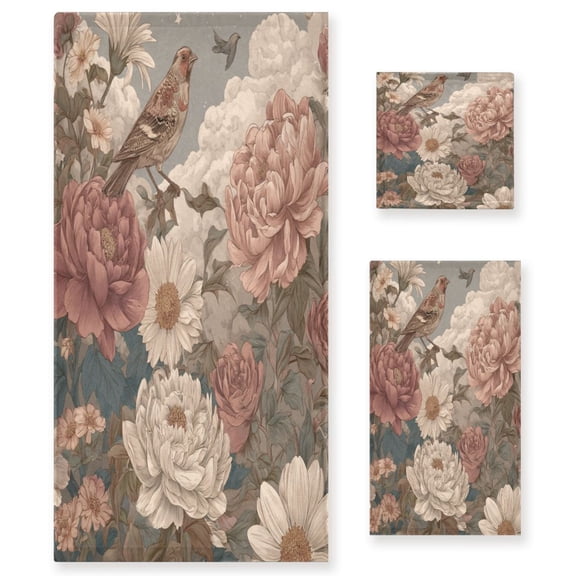 Three-Piece Towel Set Face Towel Towel Set Hand Towel Bath Towel Cotton Bath Towels Bath Towel Sets Hand Bath Towels Rose