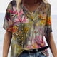 thumbnail image 3 of Camiseta de mujer con estampado floral, manga corta, cuello en V, blusa de playa, caqui, XXL Methold AP002484-05, 3 of 4