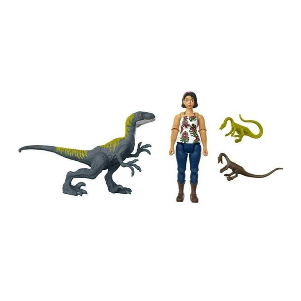 Dinosaurio de juguete MATTEL Jurassic World Figura de Sammy y Velociraptor