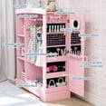 thumbnail image 4 of Reasea Kids Armoire with Mirror, Dress up Storage for Children Costume, Wardrobe Closet with Jewelry Cabinet for Bedroom, Kids Room, Girl, Pink, 4 of 10