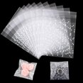 thumbnail image 1 of Bolsa de plástico transparente mate de 0,1 mm de grosor con pegatina autoadhesiva con diseño de lunares (200 unidades (7 x 7 + 3 cm)), 1 of 5
