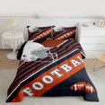 thumbnail image 2 of Feelyou Modern Rugby Football Full Size Comforter Sets, Cartoon Soccer Helmet Bedding Comforter Set, Black Chocolate Abstract Stripes Reversible Bedding Sets, Luxury Bedroom Decor, 3-Piece, 2 of 8