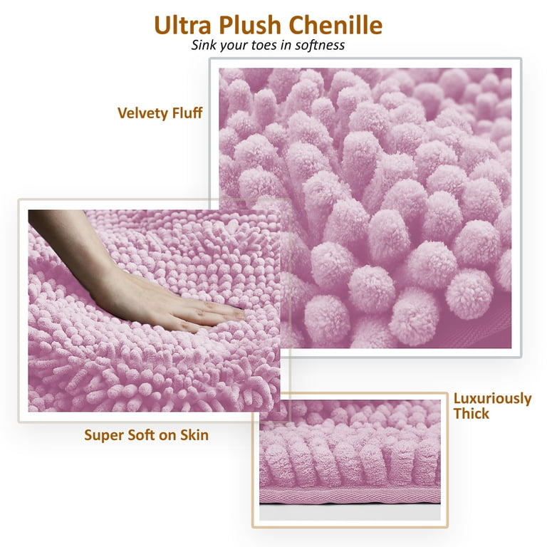 Clara Clark Chenille Super Absorbent Bath Mat - Extra Soft - Shower and Bath  Room - Machine wash dry - Size Extra Large 44 x 26 - Hunter Green 