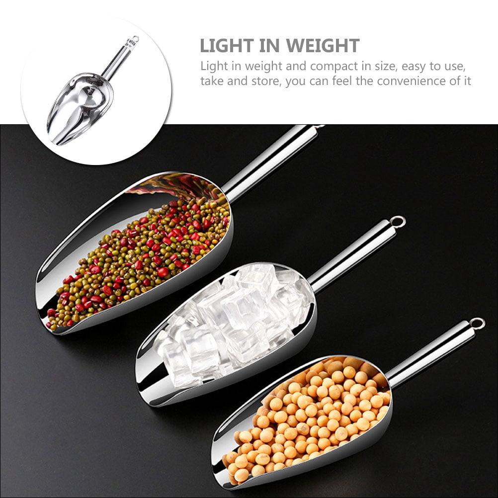 Raindrops Stainless Steel Ice Scoop for Kitchen Use Silver Perfect for Crushed Ice Candy Nuts 7.87 Inches