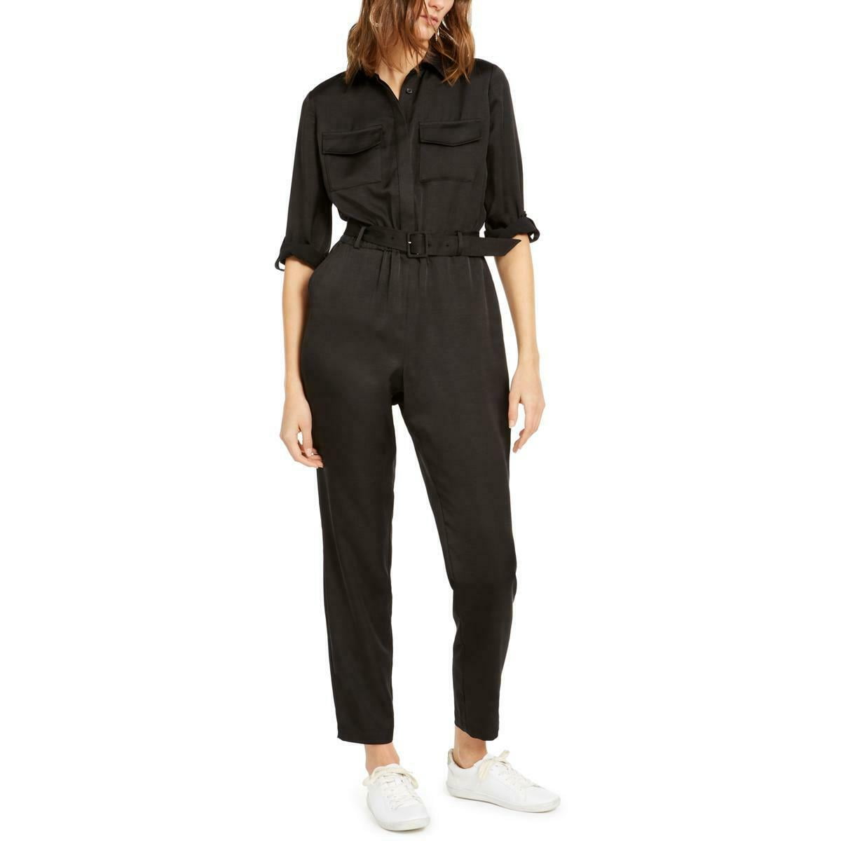 Button-Front Jumpsuit Black 