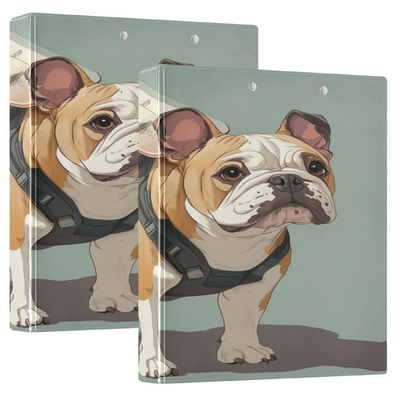 WOBOGO Bulldog Carrying Skateboards File Folders Extra Large Capacity to Hold 200 Sheets of Documents Hard Shell Ring Binder for School Home Office