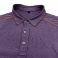 thumbnail image 5 of ZCFZJW Men's Polo Henley Shirt Moisture Wicking Quick Dry Summer Casual Striped Patchwork Short Sleeve Golf Polo T Shirts Tops Purple S, 5 of 5