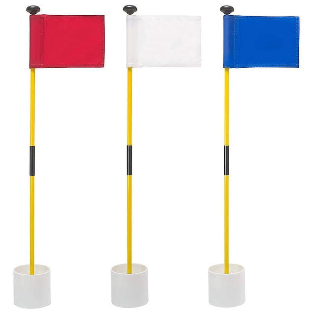 3 Pcs Backyard Practice Golf Hole Pole Cup Flag Sticks,golf Putting Flagpoles,golf Flag,golf Accessories,white Blue