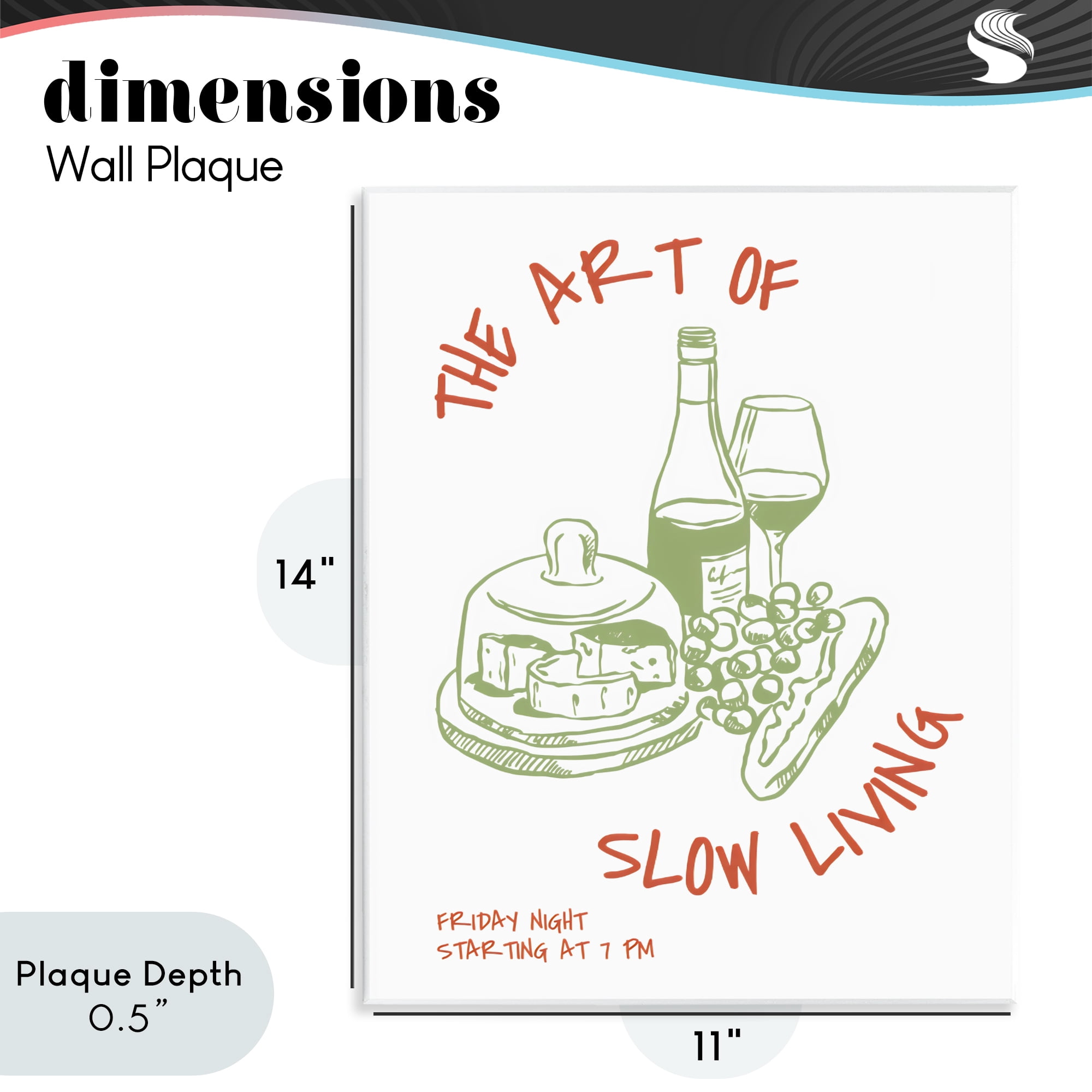 Stupell Industries Slow Living Wine & Cheese Wall Plaque Art, design by The Prints Vibe