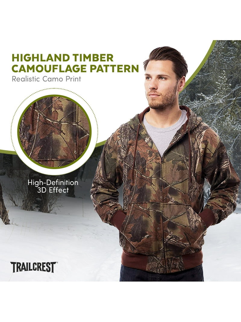 TrailCrest Men’s Full Zip up Camo Hoodie Sweatshirt Hooded Jacket, Medium