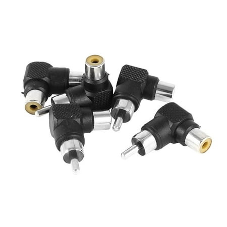 Angle Compression Rca Type Connector Unique Bargains 5 Pcs Male Plug to Female Jack RCA Right Angle Connector Audio Video M/F Adapter ()