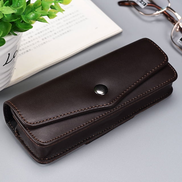VONKY Retro Glasses with Two Color Box Storage Buckle Retro Box Stitching Dark coffee color